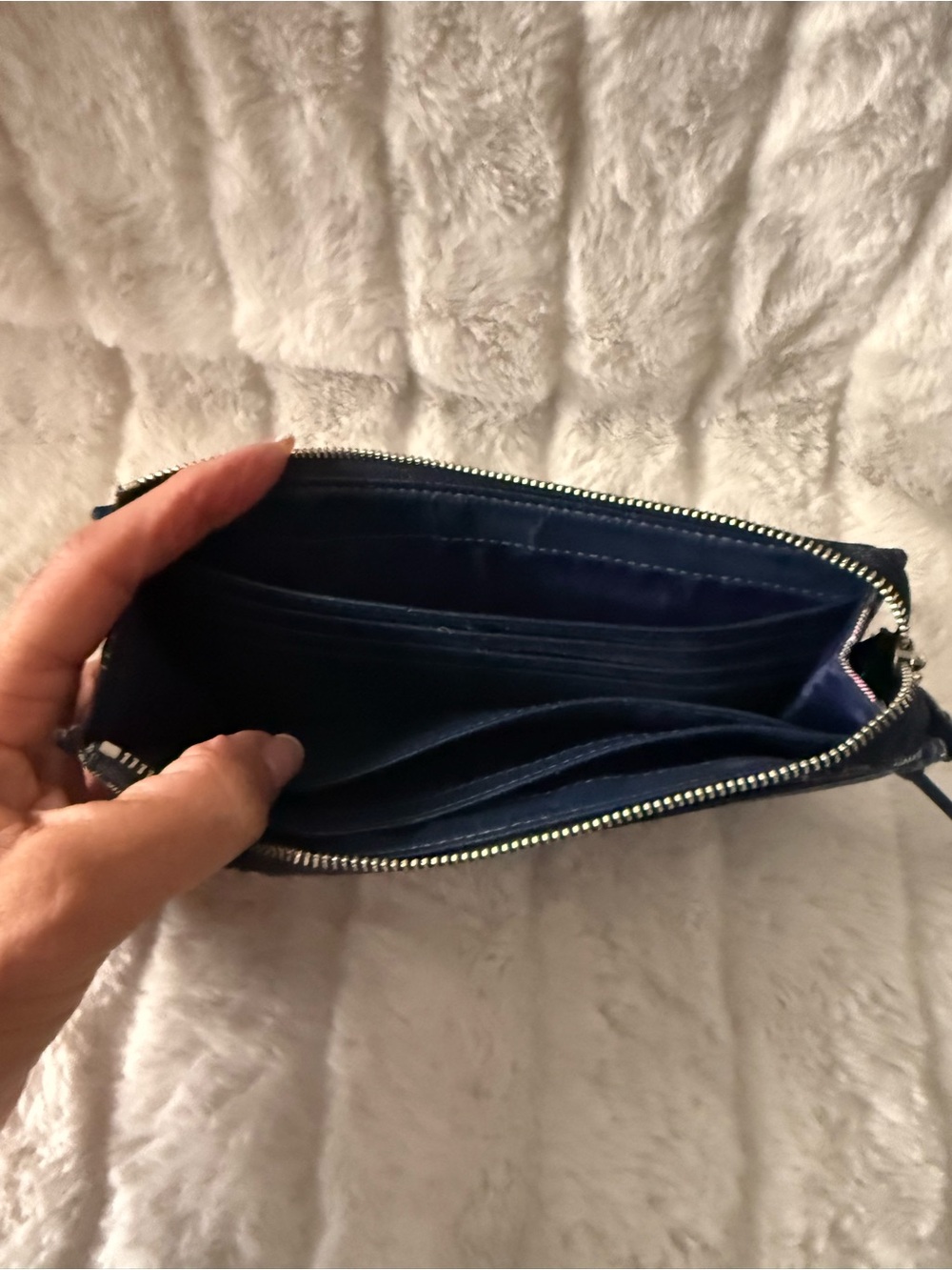 Coach Plaid Signature Wristlet in Navy and Pink - Picture 5 of 5